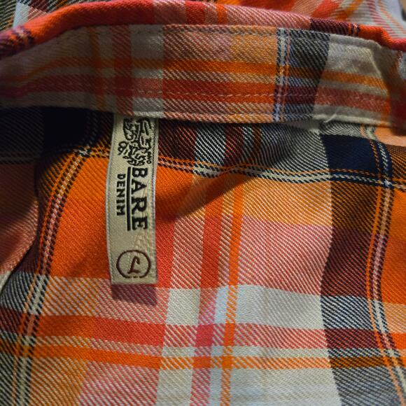Bare Denim Rayon Plaid Button Down Shirt Large - Picture 3 of 10